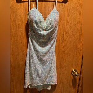 Alyce Paris Iridescent Blue Mini Dress